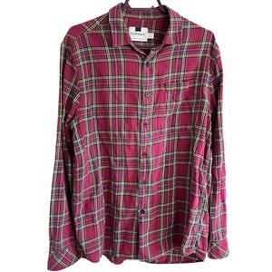 Topshop Men's Burgundy Plaid Button-Up Shirt | TOPMAN
